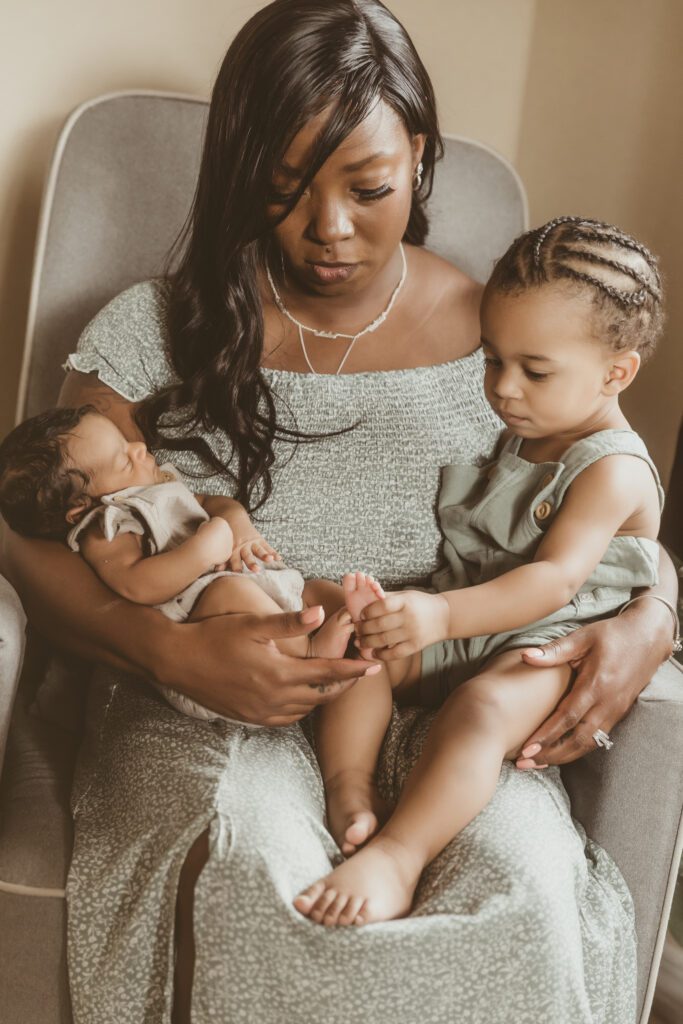 In home newborn session in various poses