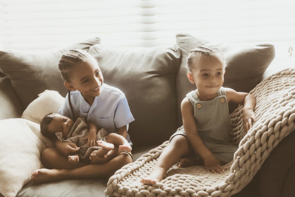 In home newborn session in various poses