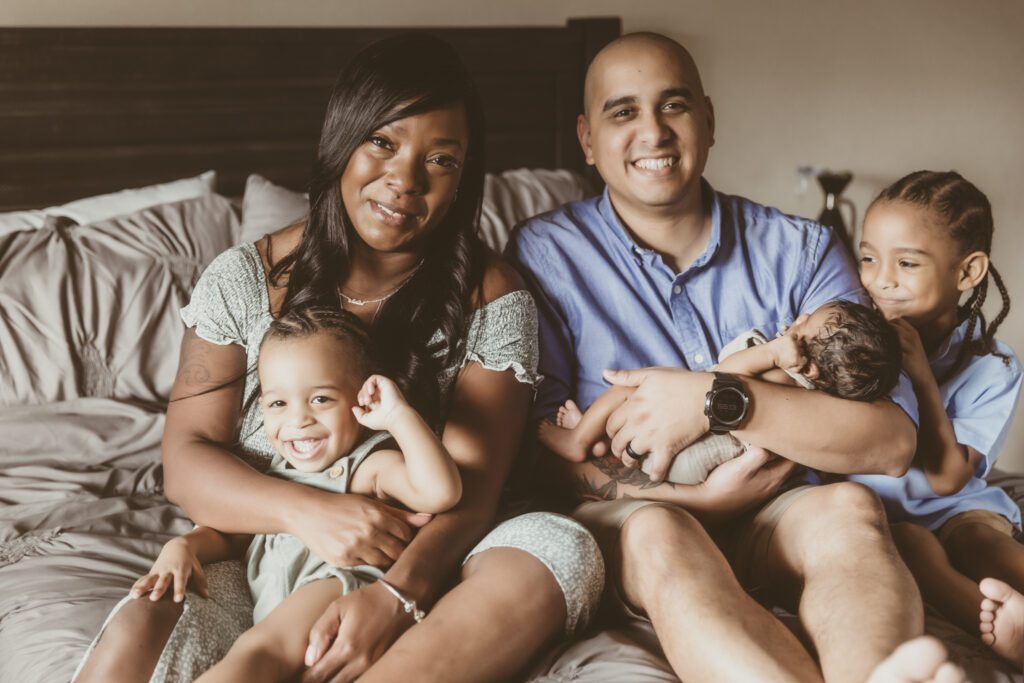 In home newborn session in various poses